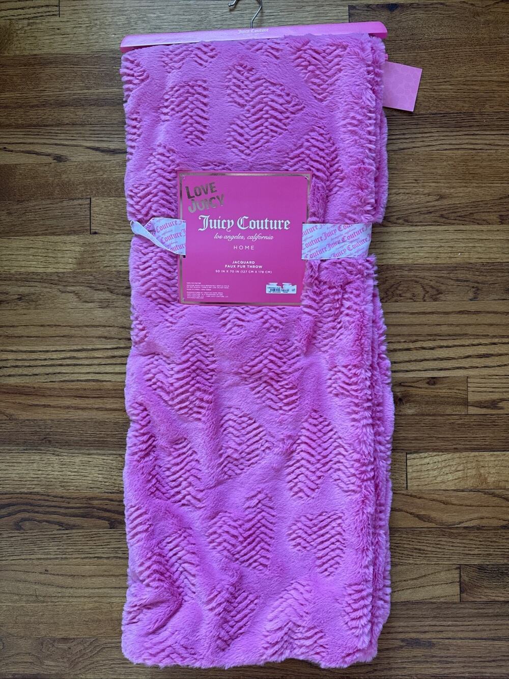 New Juicy Couture Pink Blanket Embossed 50x70 Thick Throw Decor